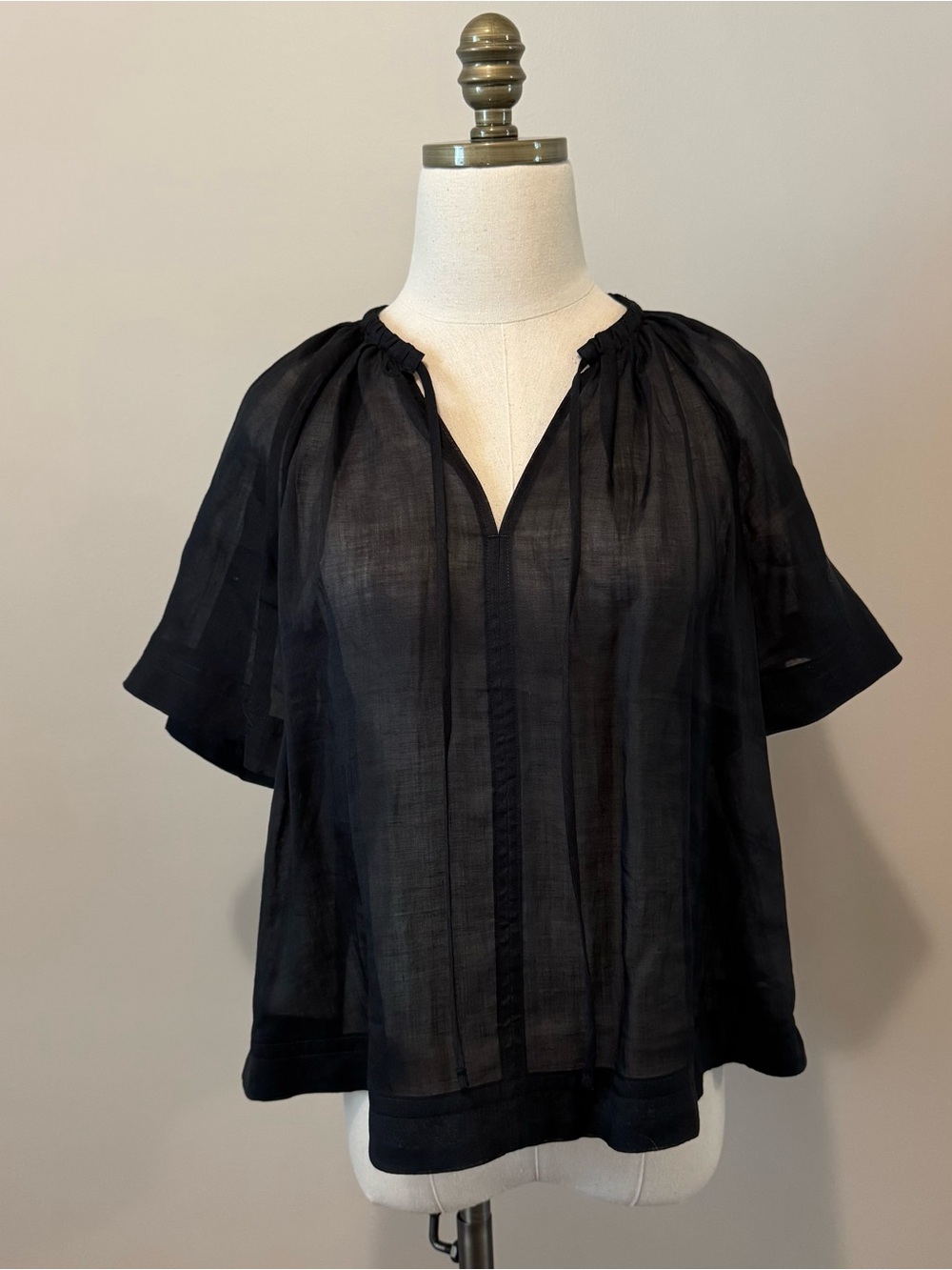 Banana Republic Black Sheer Short Sleeve Blouse